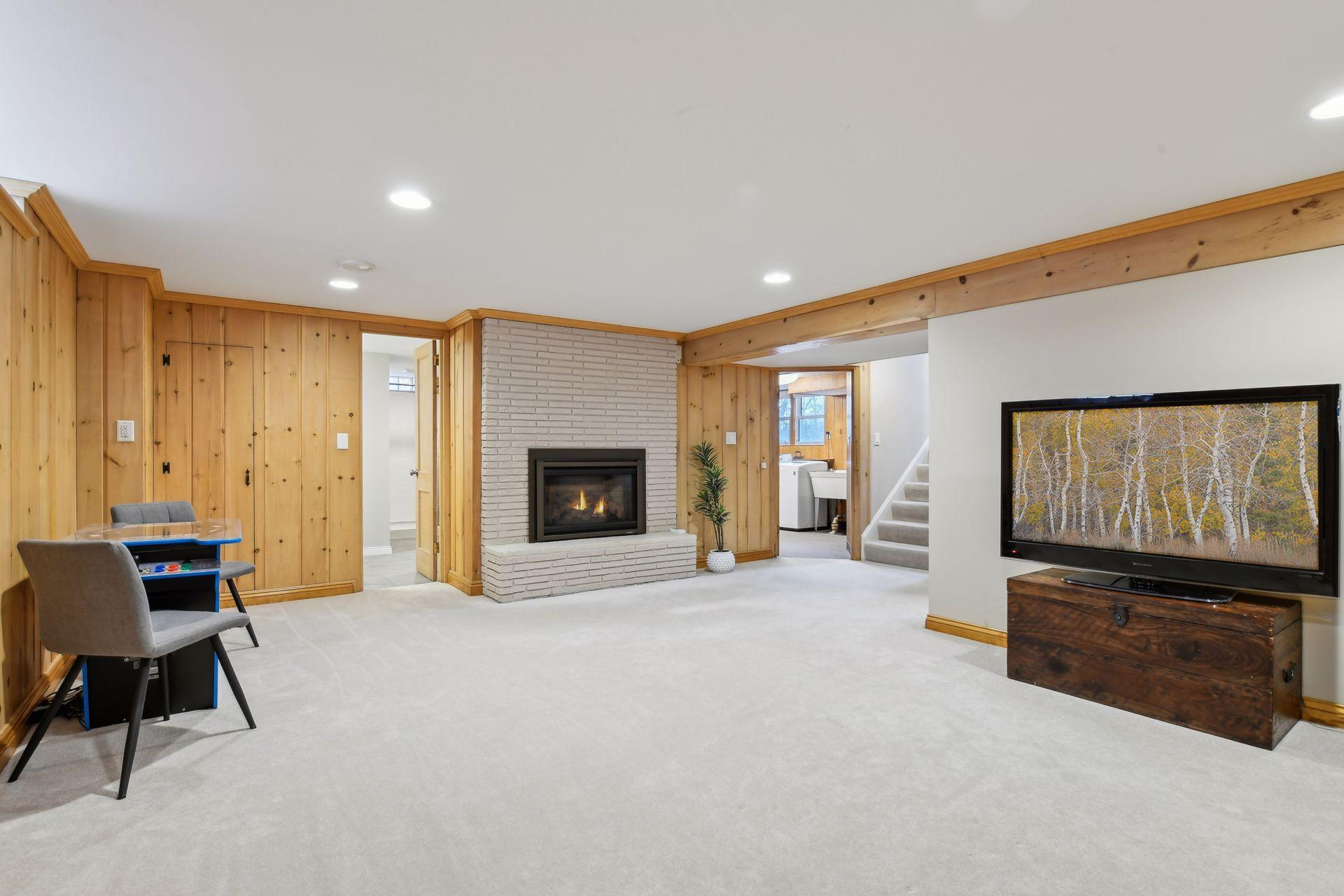 Spacious lower level family room.