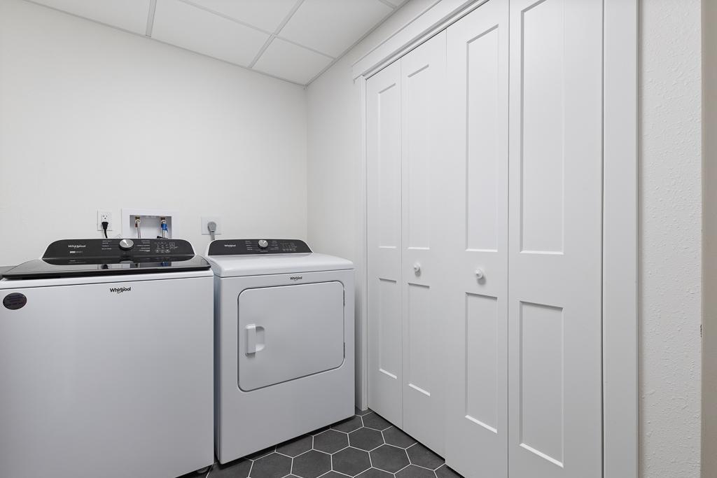 The utilities are conveniently hidden in the laundry room closets