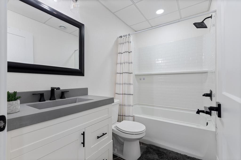 The lower level full bathroom