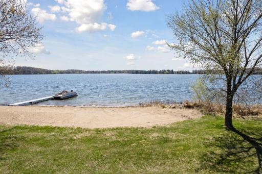 Sandy beach! The dock and boat are on the neighbors property.