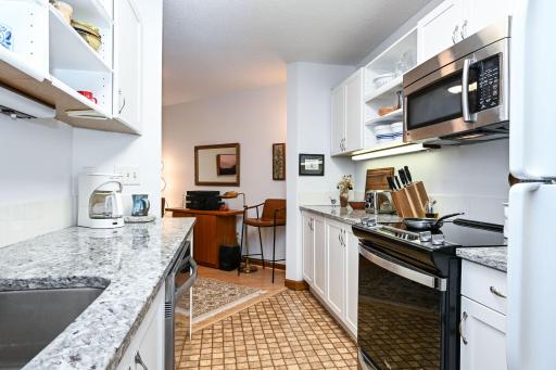 Updated cabinets and new countertops in the kitchen