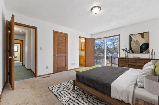 Primary Bedroom with 3/4 ensuite (virtually staged)