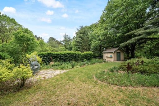 This yard has the ideal combination of wild and cultivated plants and landscaping.