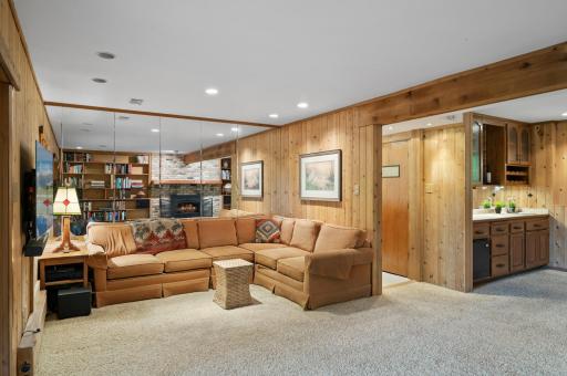 The cedar paneling makes the room feel warm and cozy.