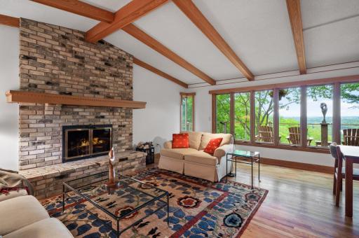 The beamed vaulted ceiling lends character and a sense of vertical spaciousness.