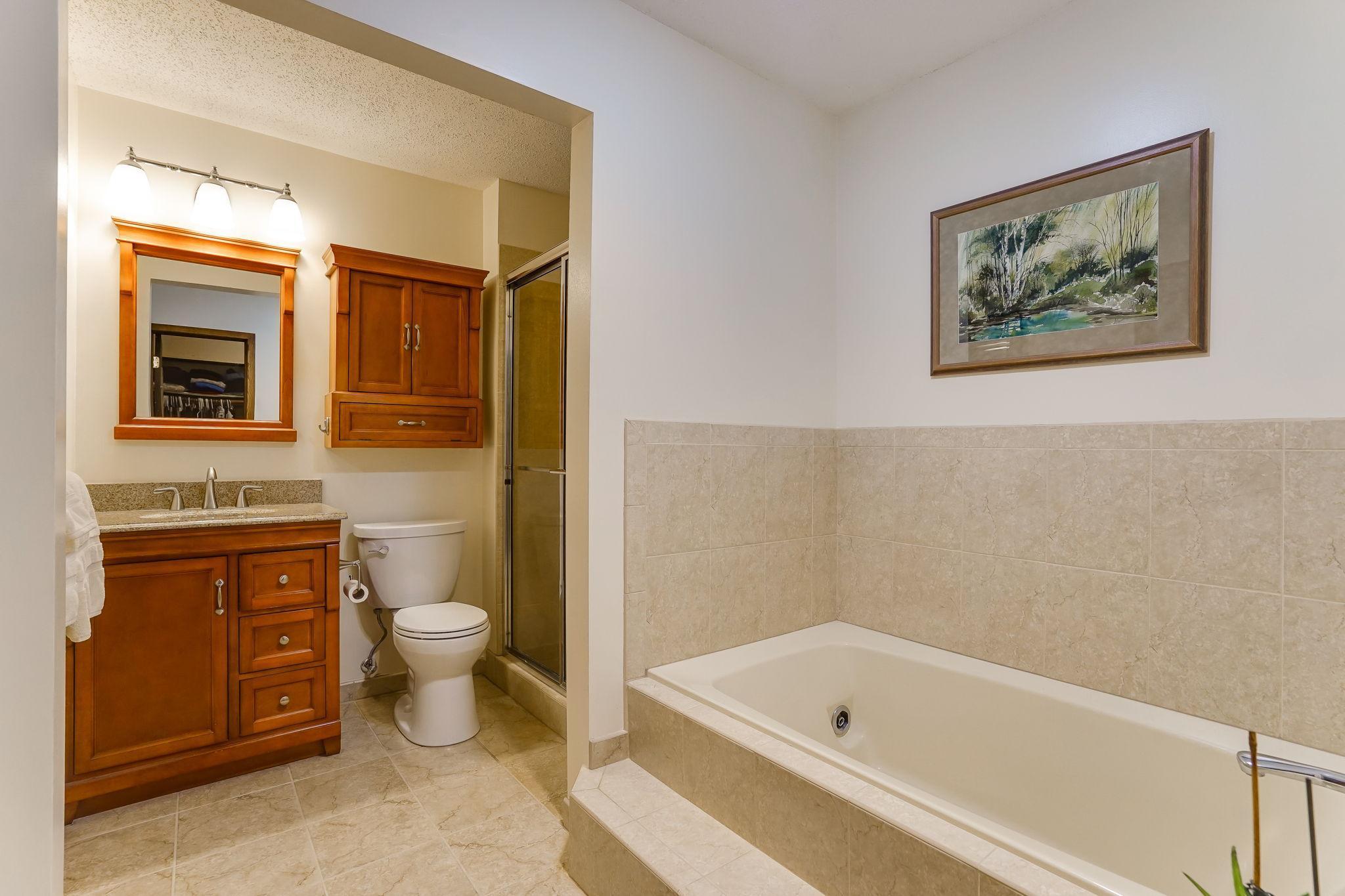 Owner's suite has separate shower and jetted tub