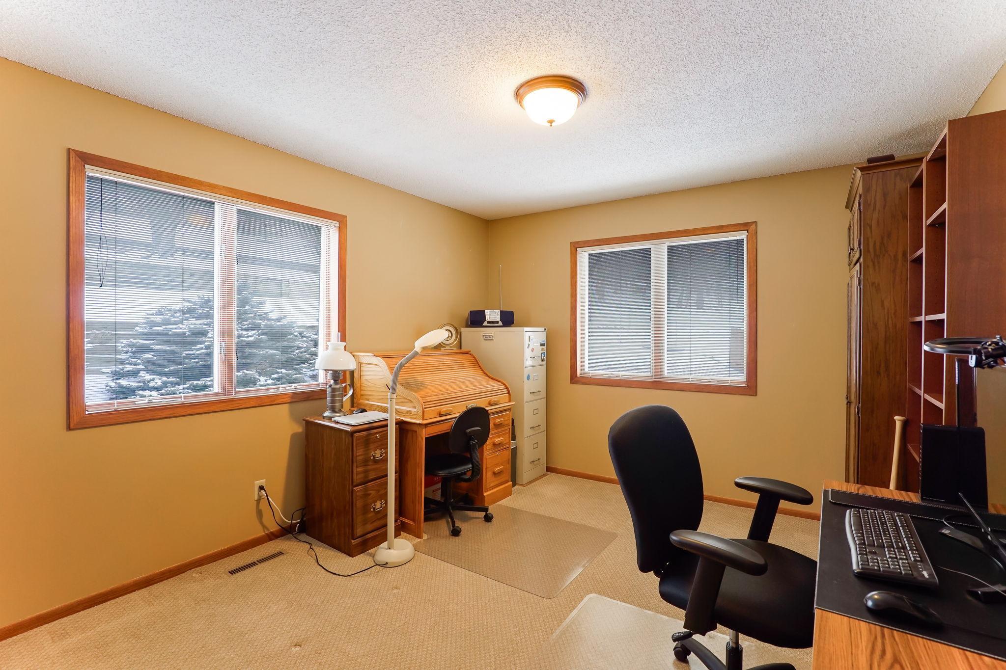 Main floor office overlooks backyard