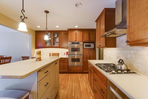 Double SS ovens, lighted counters and pendant lights