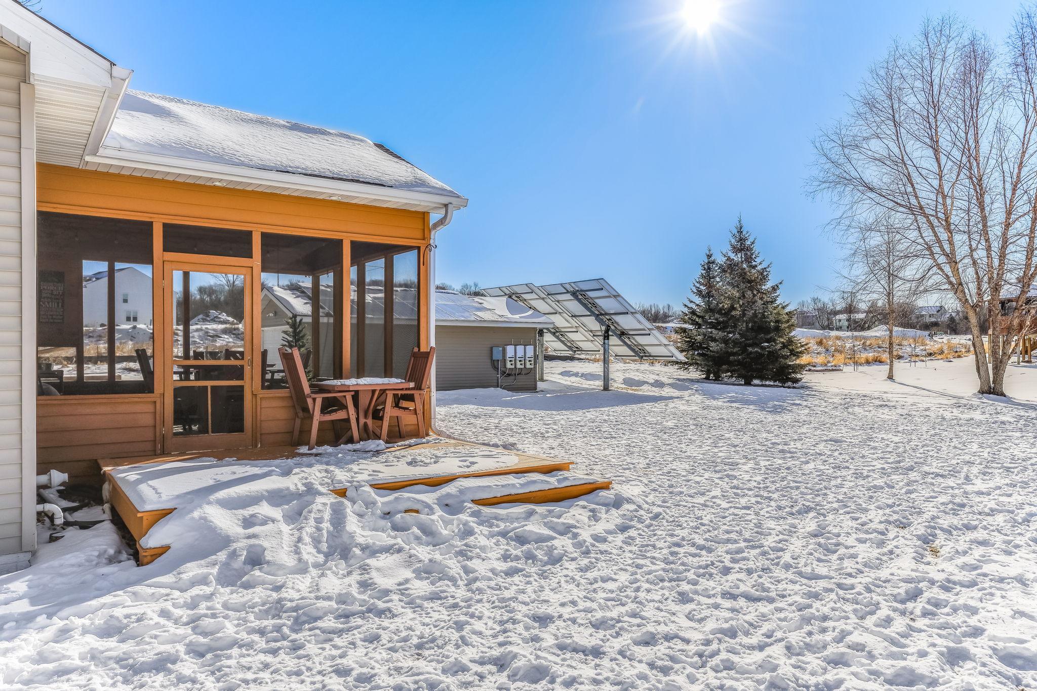 Rear porch and deck, nice flat yard