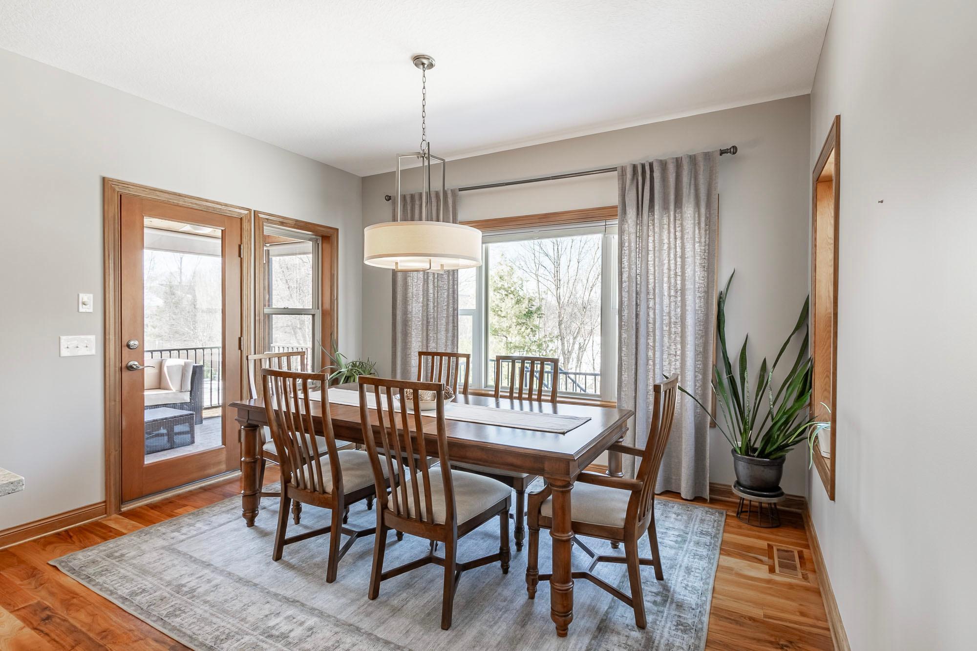 Dining area overlooking the pond.