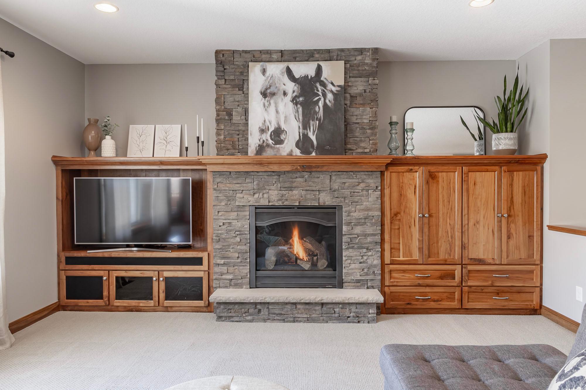 Warm and inviting living room with cozy gas firepace!