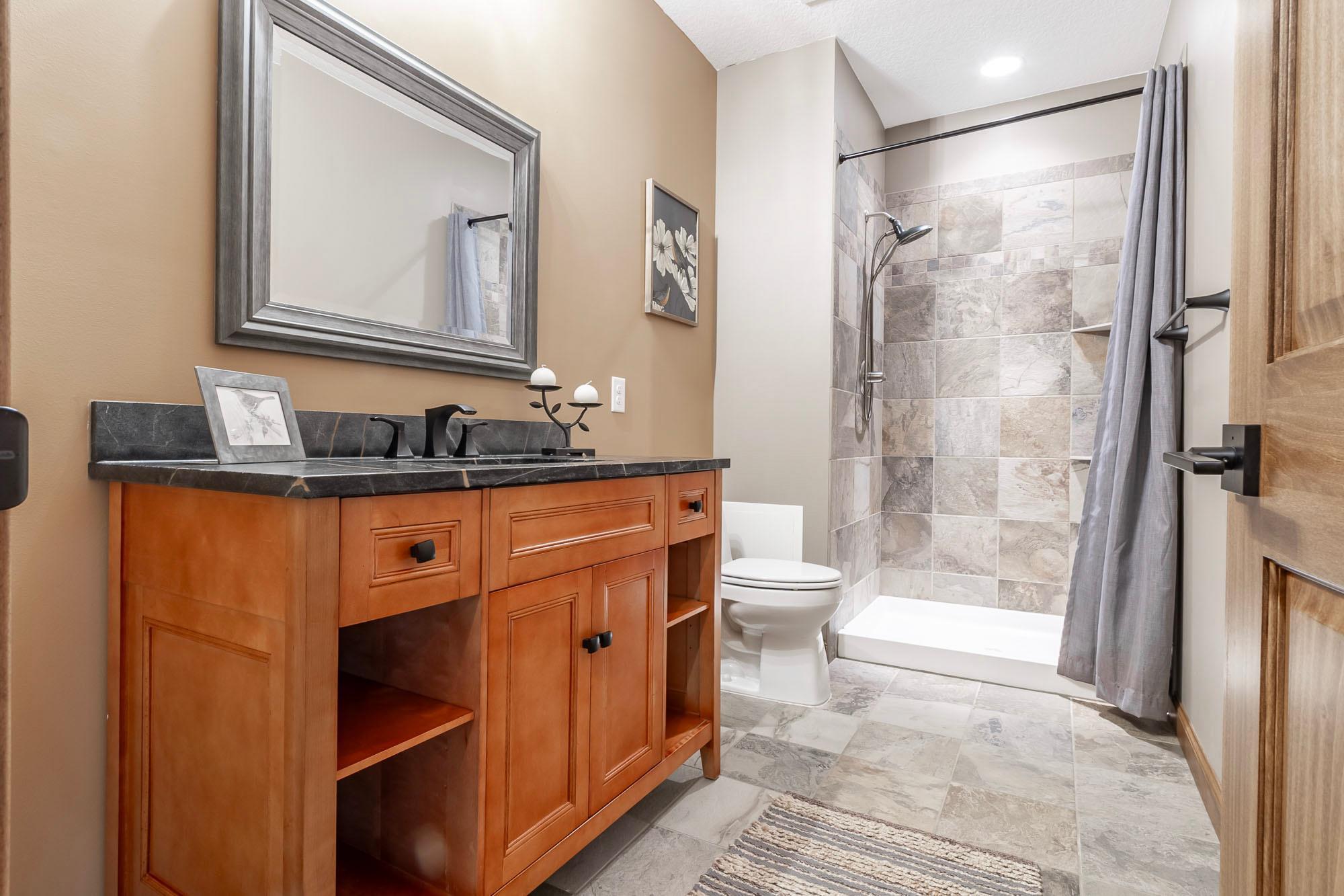 Lower level 3/4 bathroom finished in 2018.