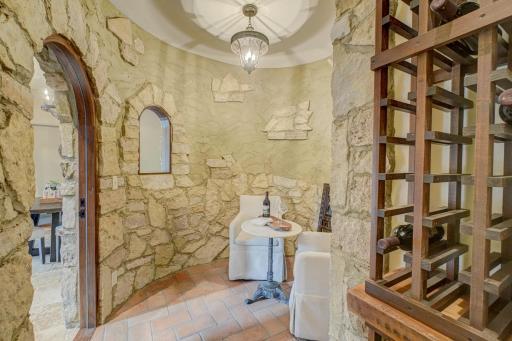 Climate controlled wine cellar.