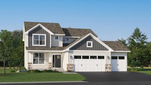 (Exterior rendering, actual homes finishes will vary) The Vanderbilt has excellent curb appeal!