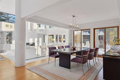 Formal dining area with access to back deck