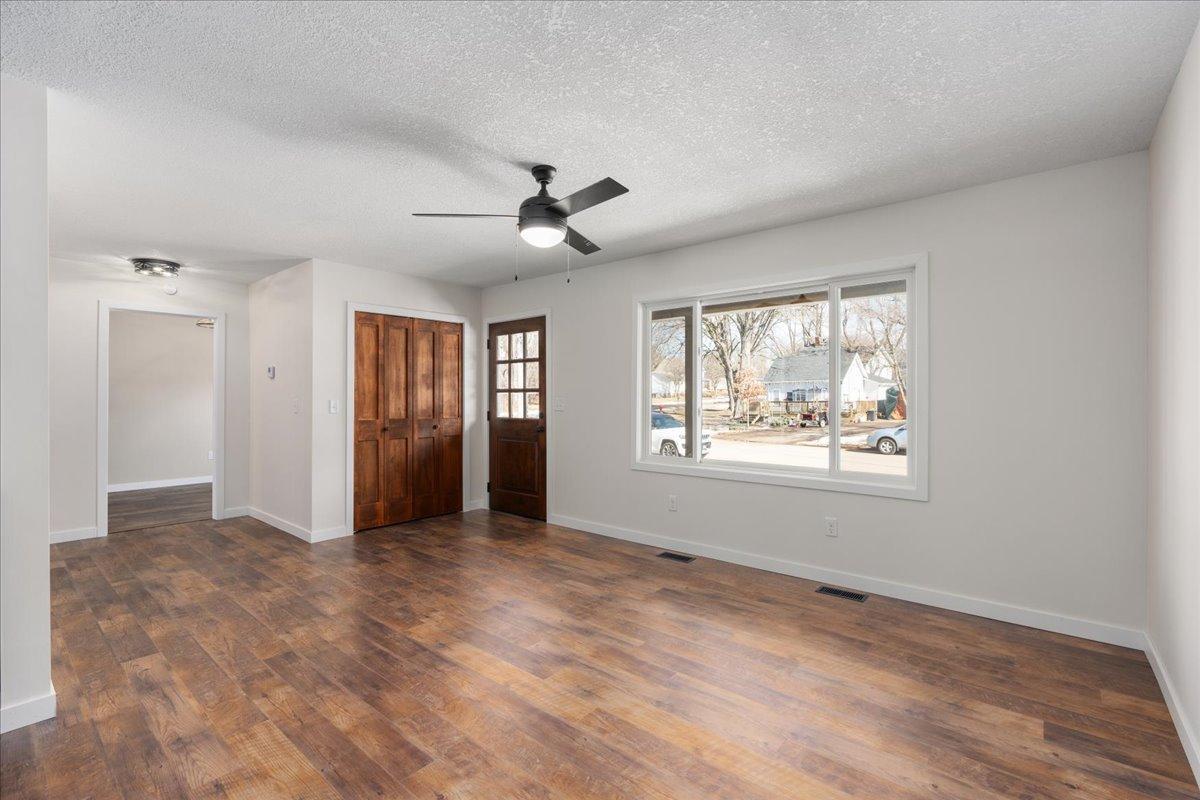 Natural light floods this new living room