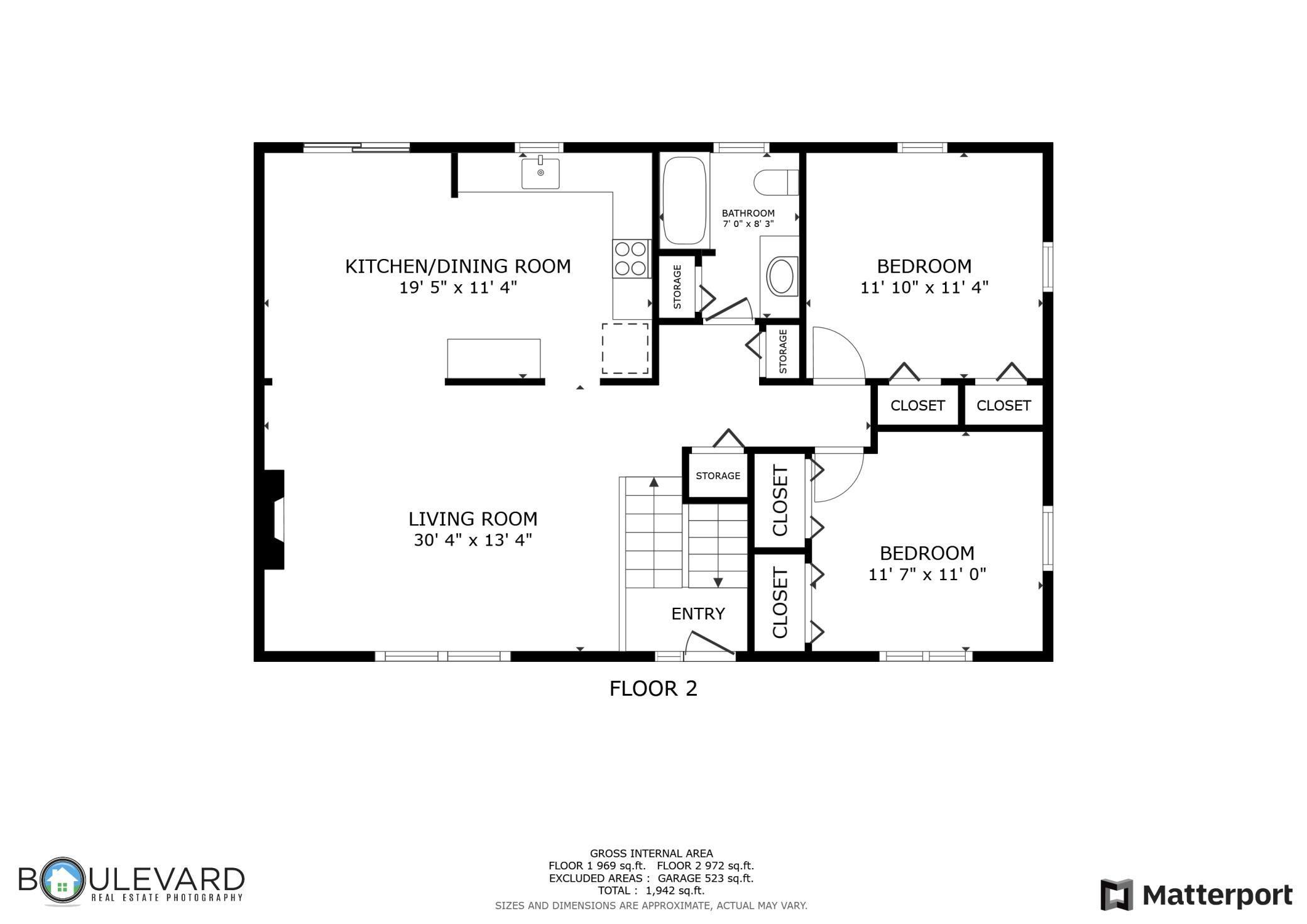 Upper level floor plan