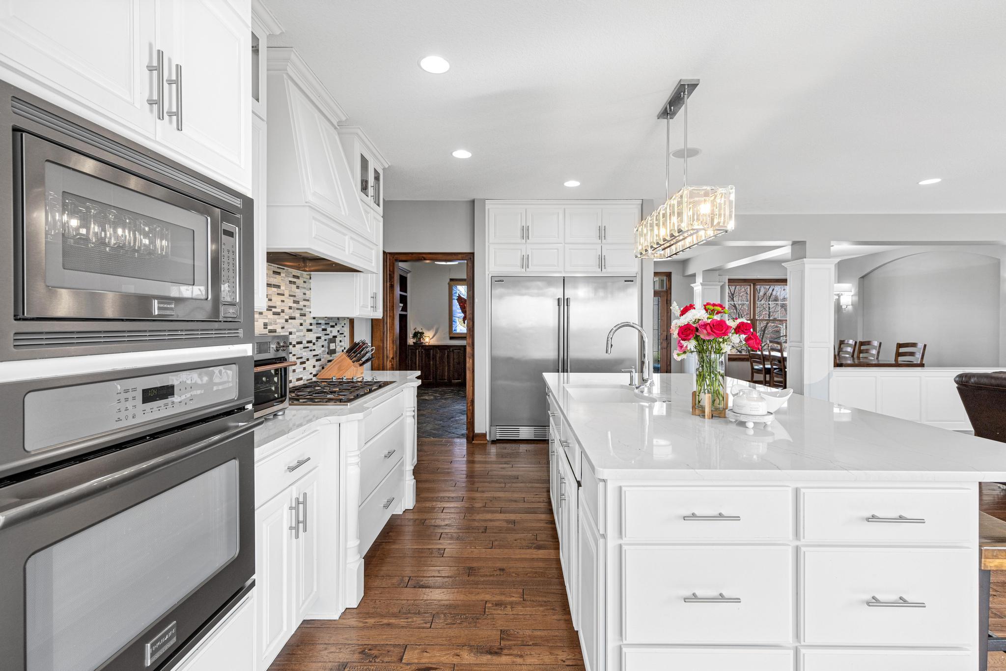 Wall oven and inset microwave