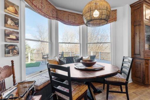 The eat-in dining room is bright and inviting.