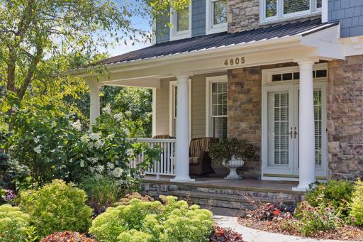 Enjoy the beautifully designed perennial garden.s