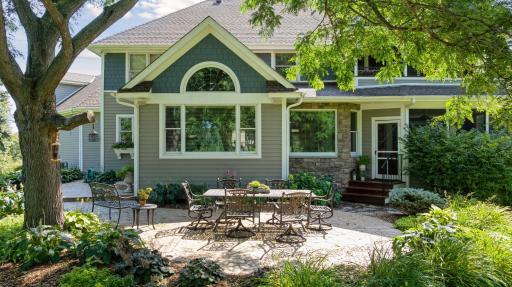 Stamped concrete patio for alfresco dining this summer.