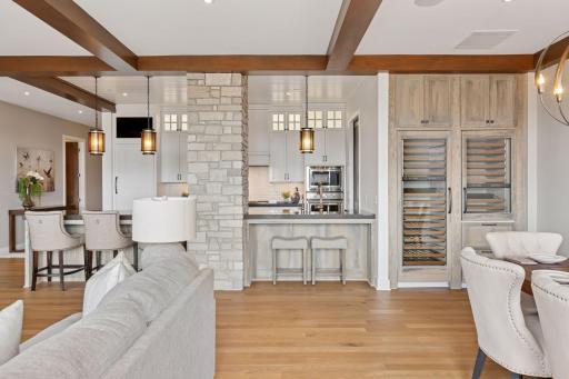 Two wine storage refrigerators and drawers come in handy when entertaining