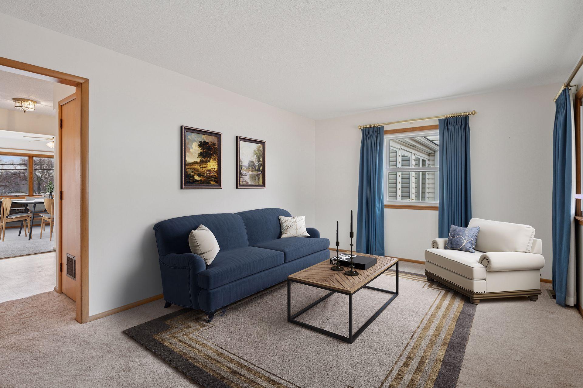 Virtually staged living room