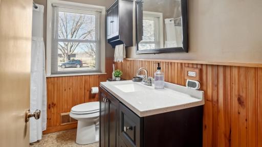 Updated vanity, lighting, mirror