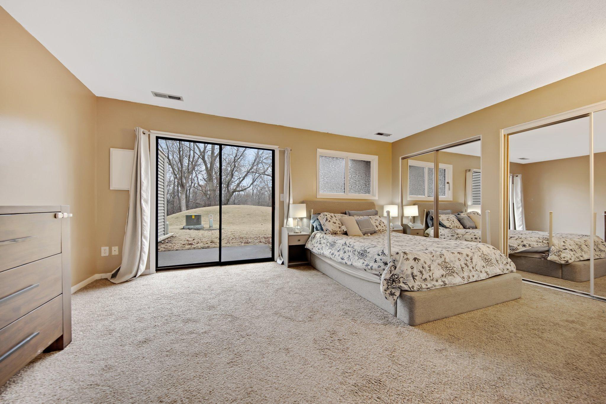 Lower level bedroom with walk out