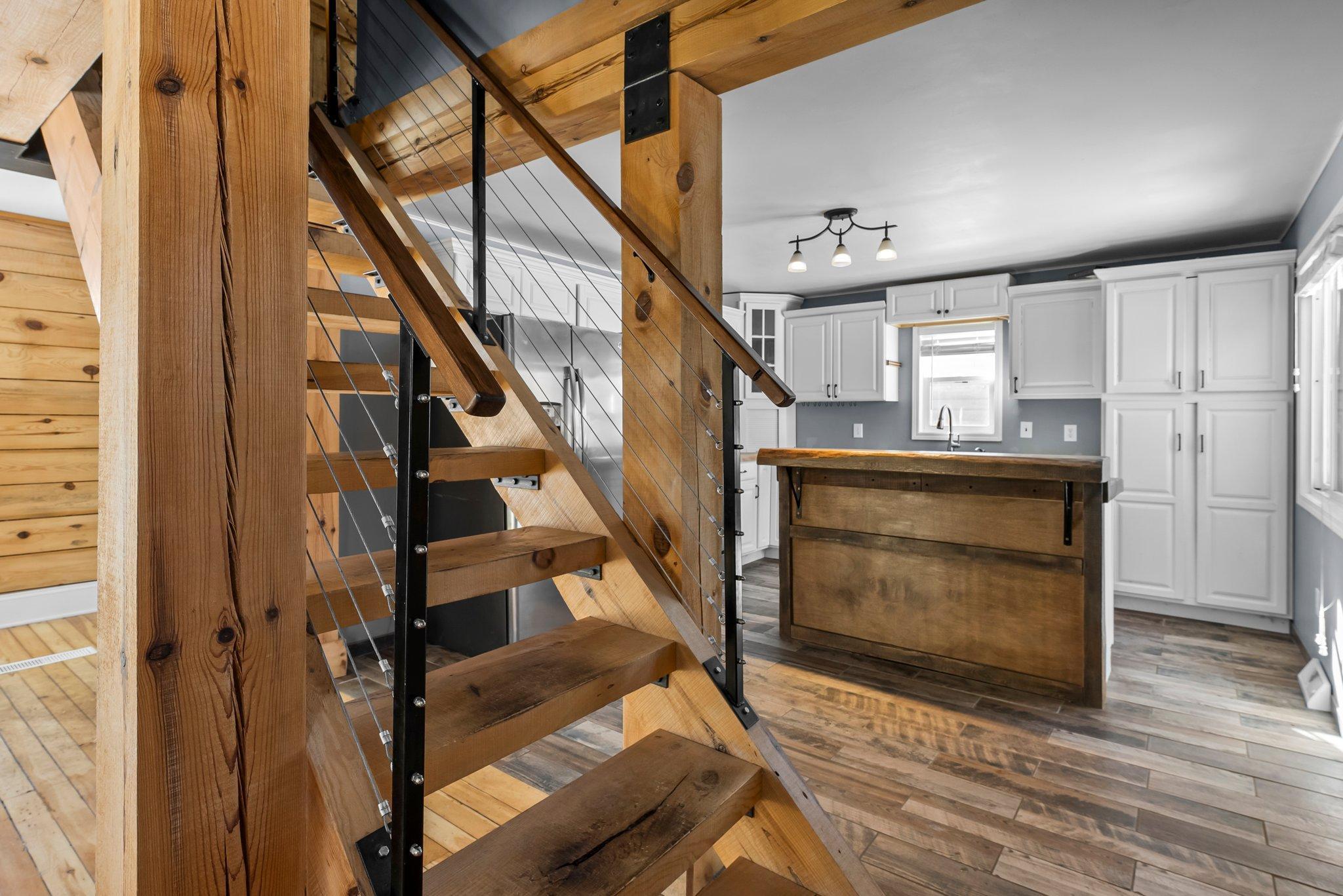 Open wooden staircase