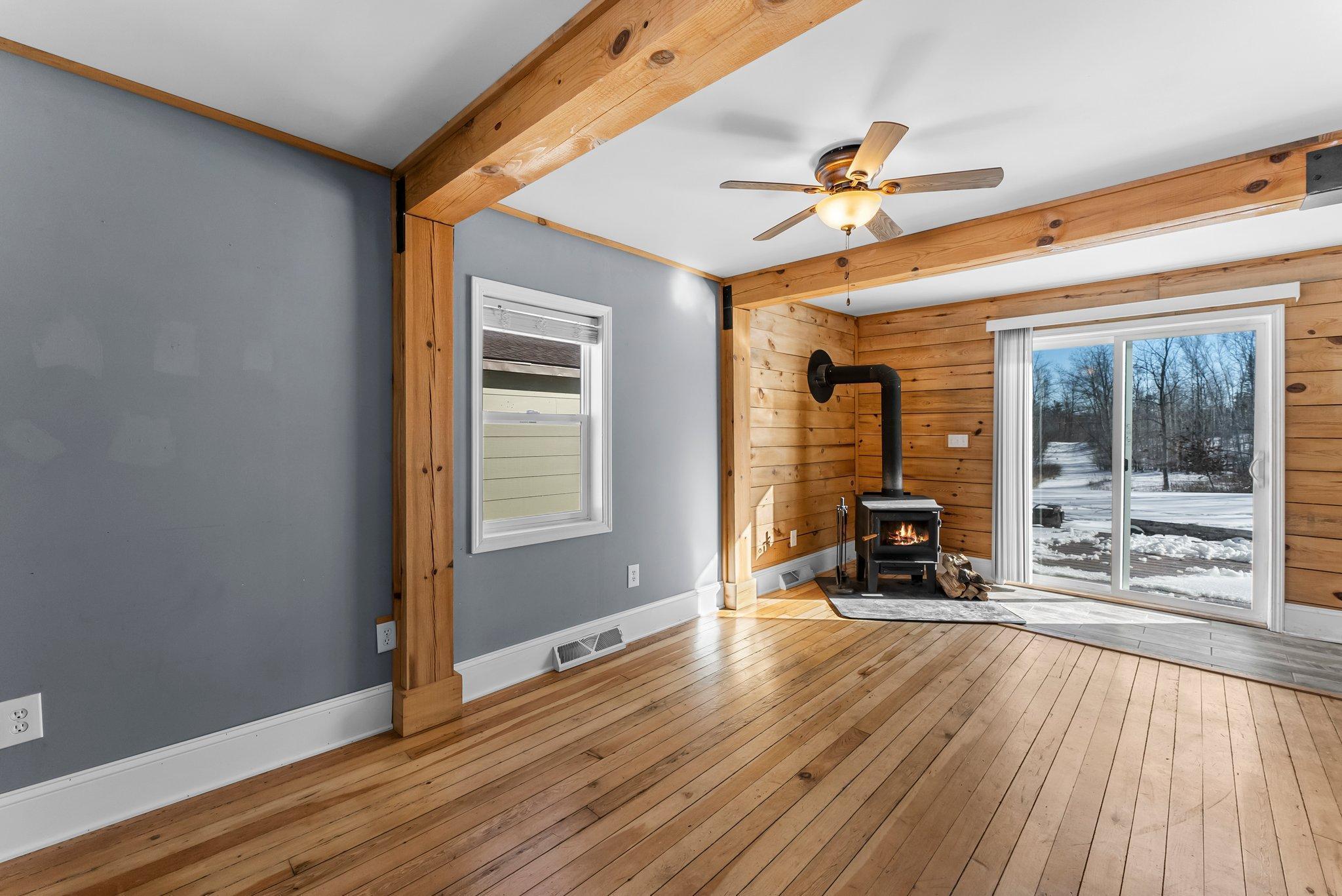 Wood stove in living room