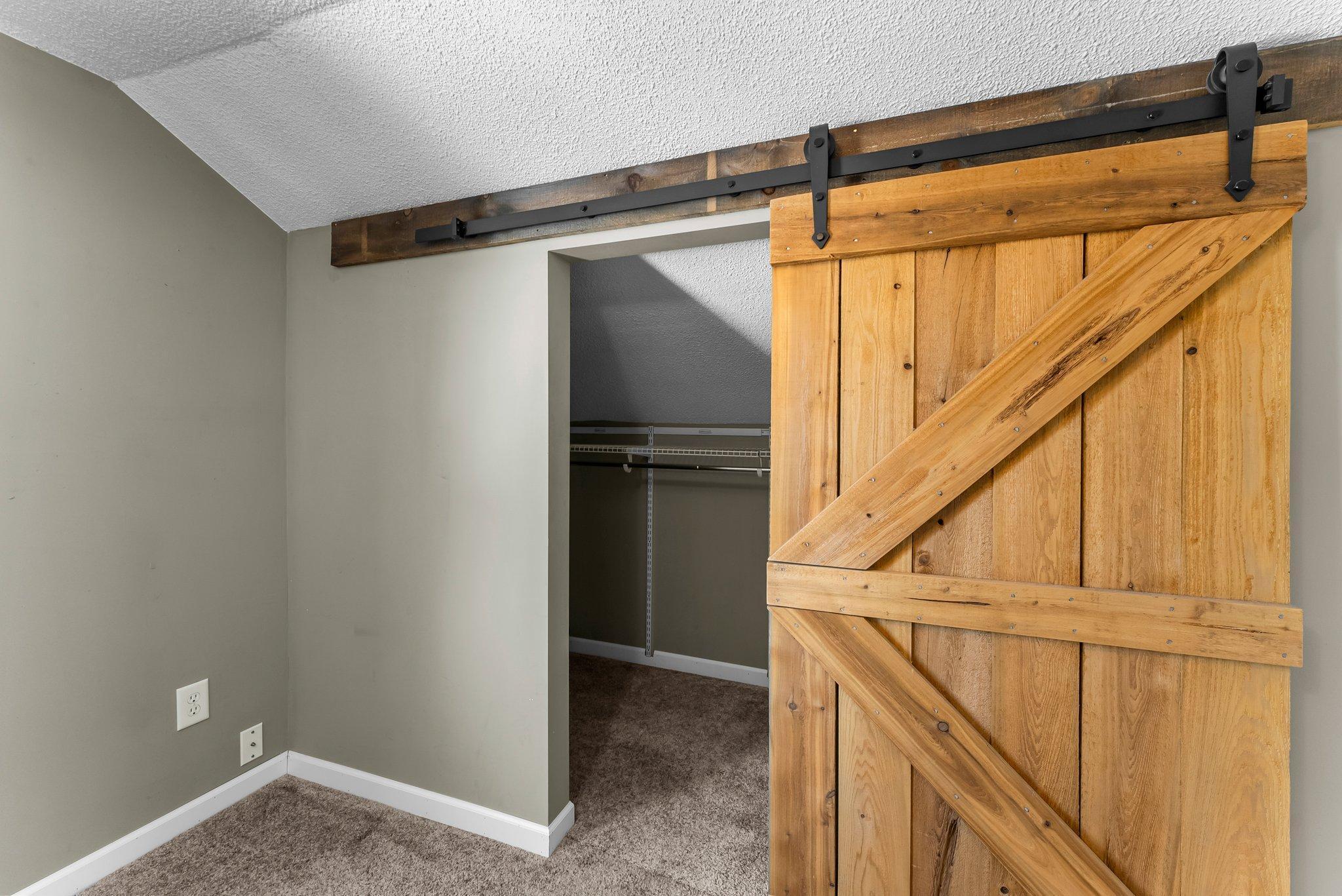 Sliding barn door to storage