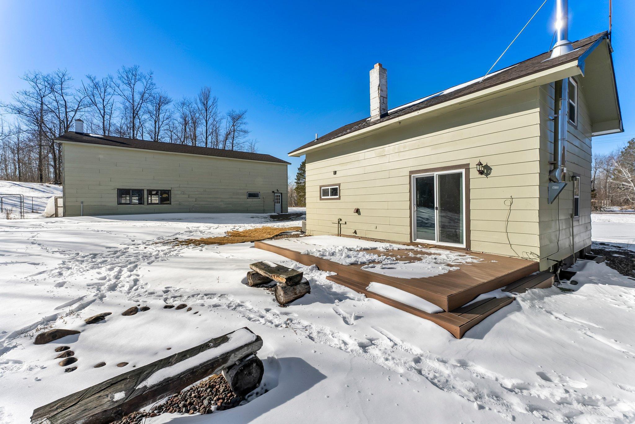 Deck facing backyard