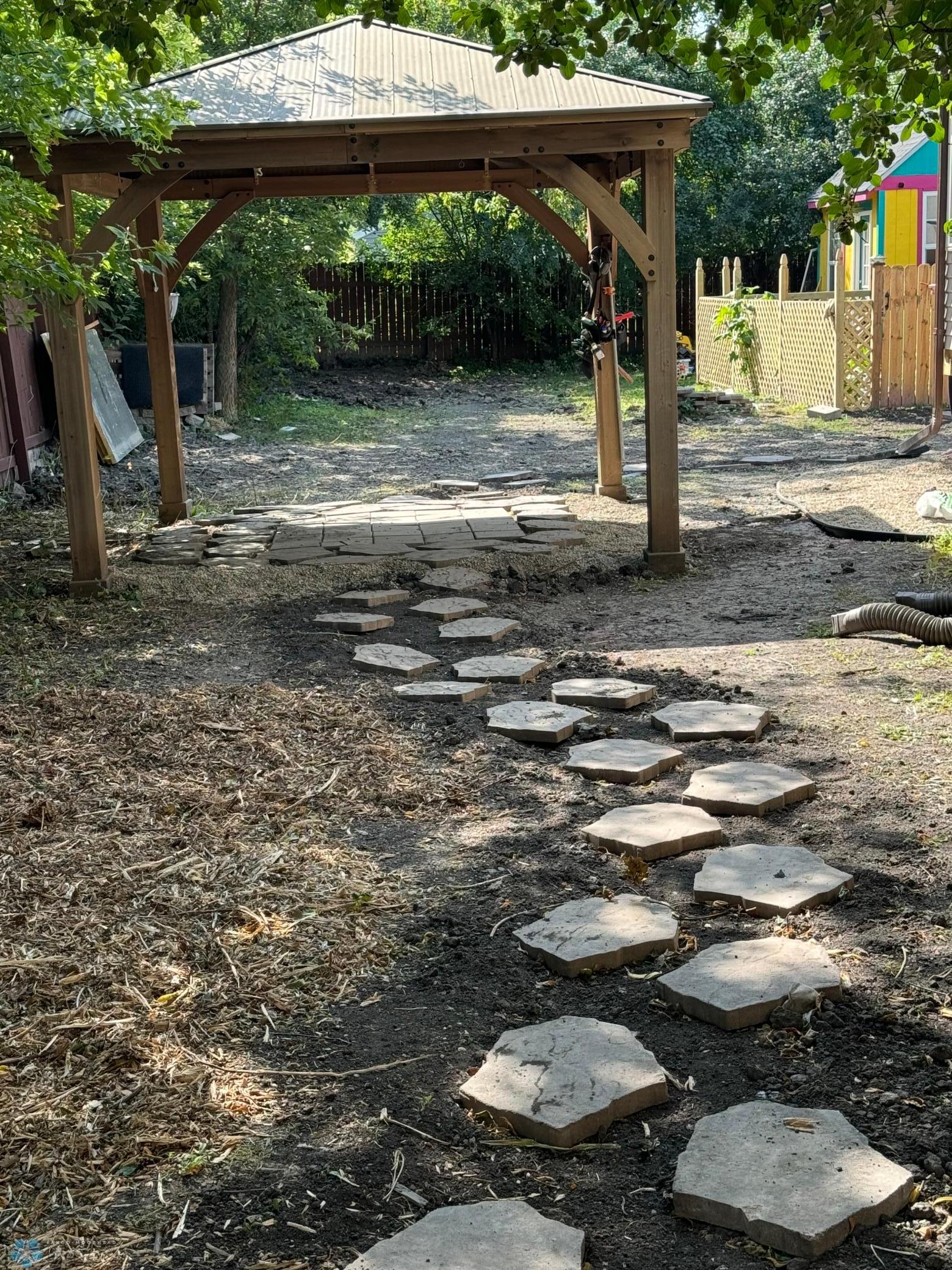 Backyard Gazebo w/ Pavers - Grass to be planted by Sellers