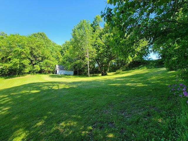 View from bottom right of property towards shed / garage