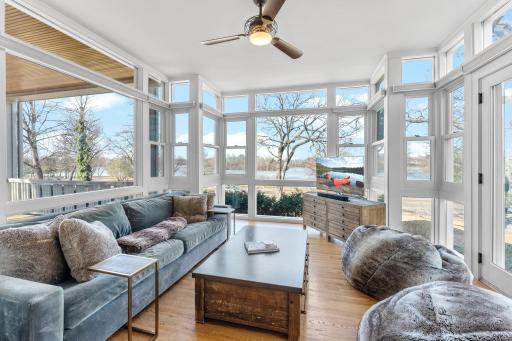 Gorgeous lake view from the 4-season sun room