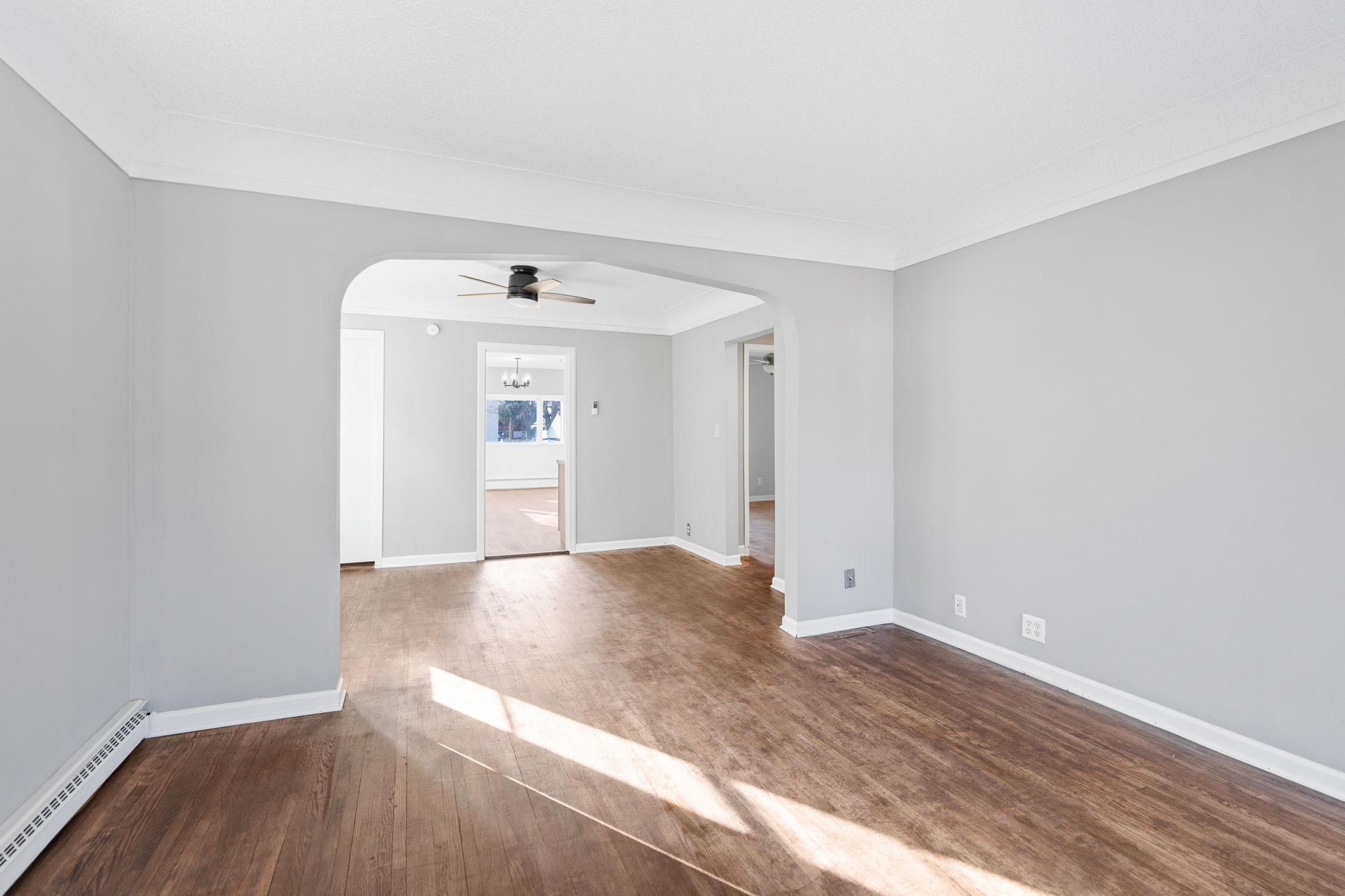 Living room looking into formal dining room