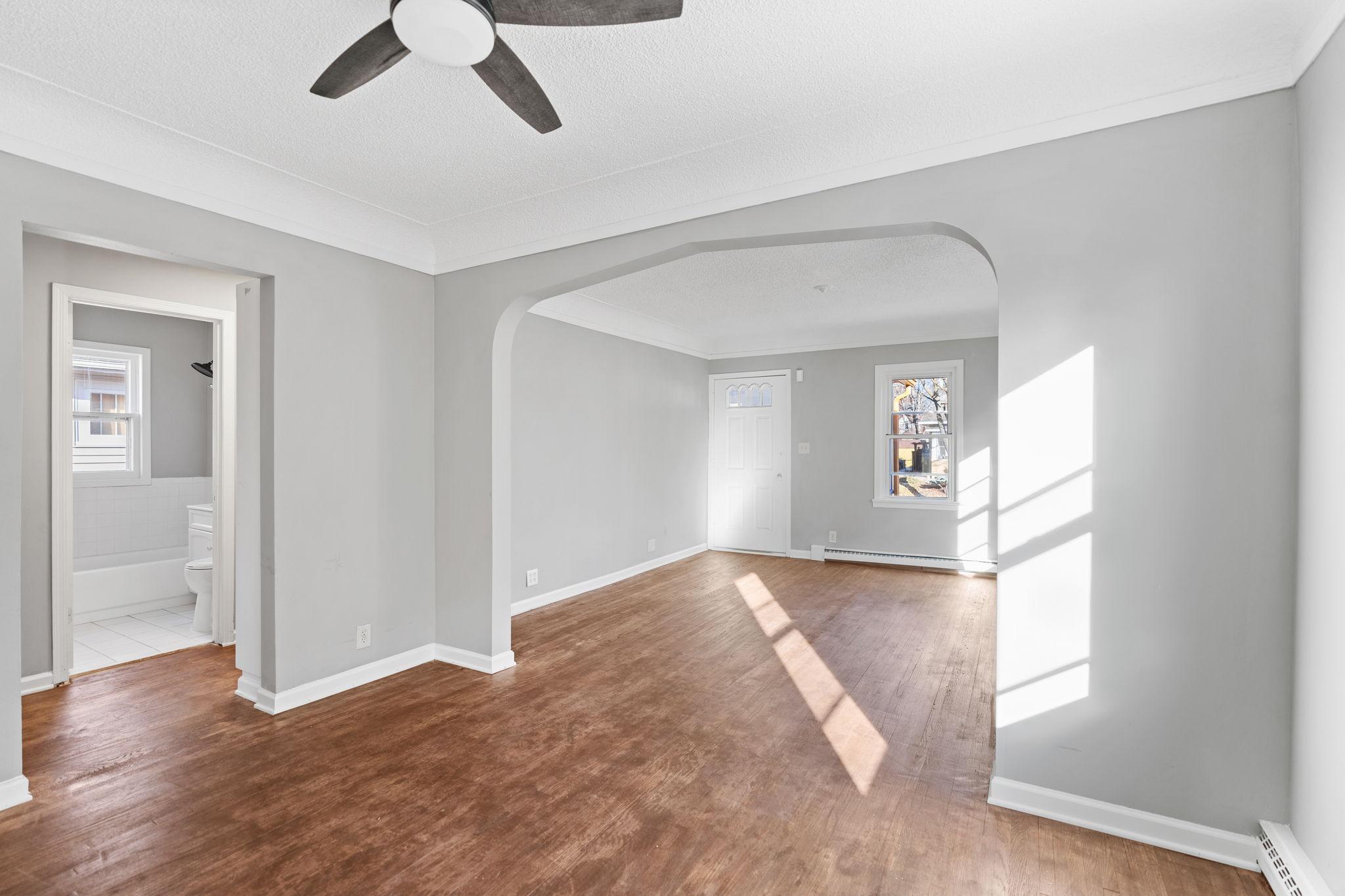 view of living room from dining room