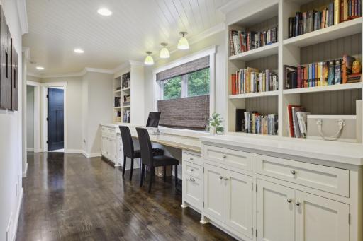 Fantastic office/homework space located on the upper level features great built-ins and tons of storage