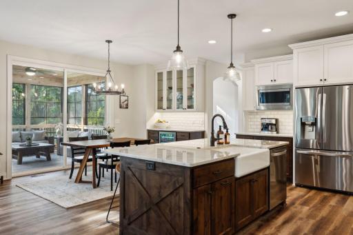 Huge center island complete with farm-style sink