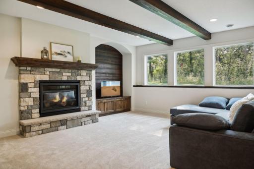 Lower Level Family Room with Gas Fireplace
