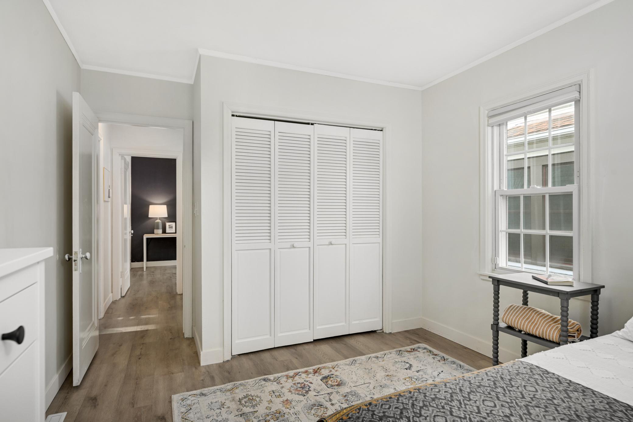 Double closets in main floor bedroom, generous enough for king bed!