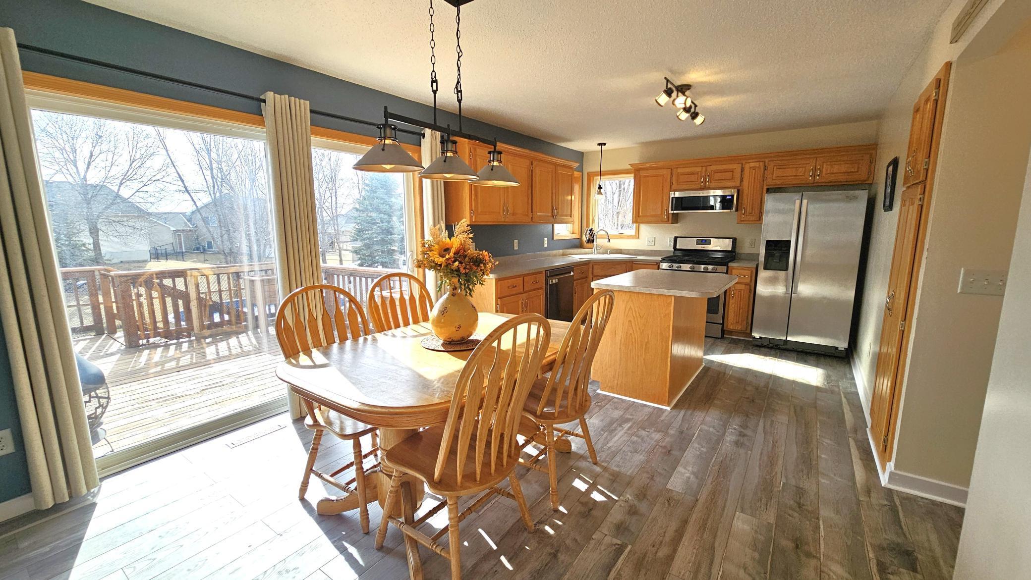 Open kitchen and dining area.