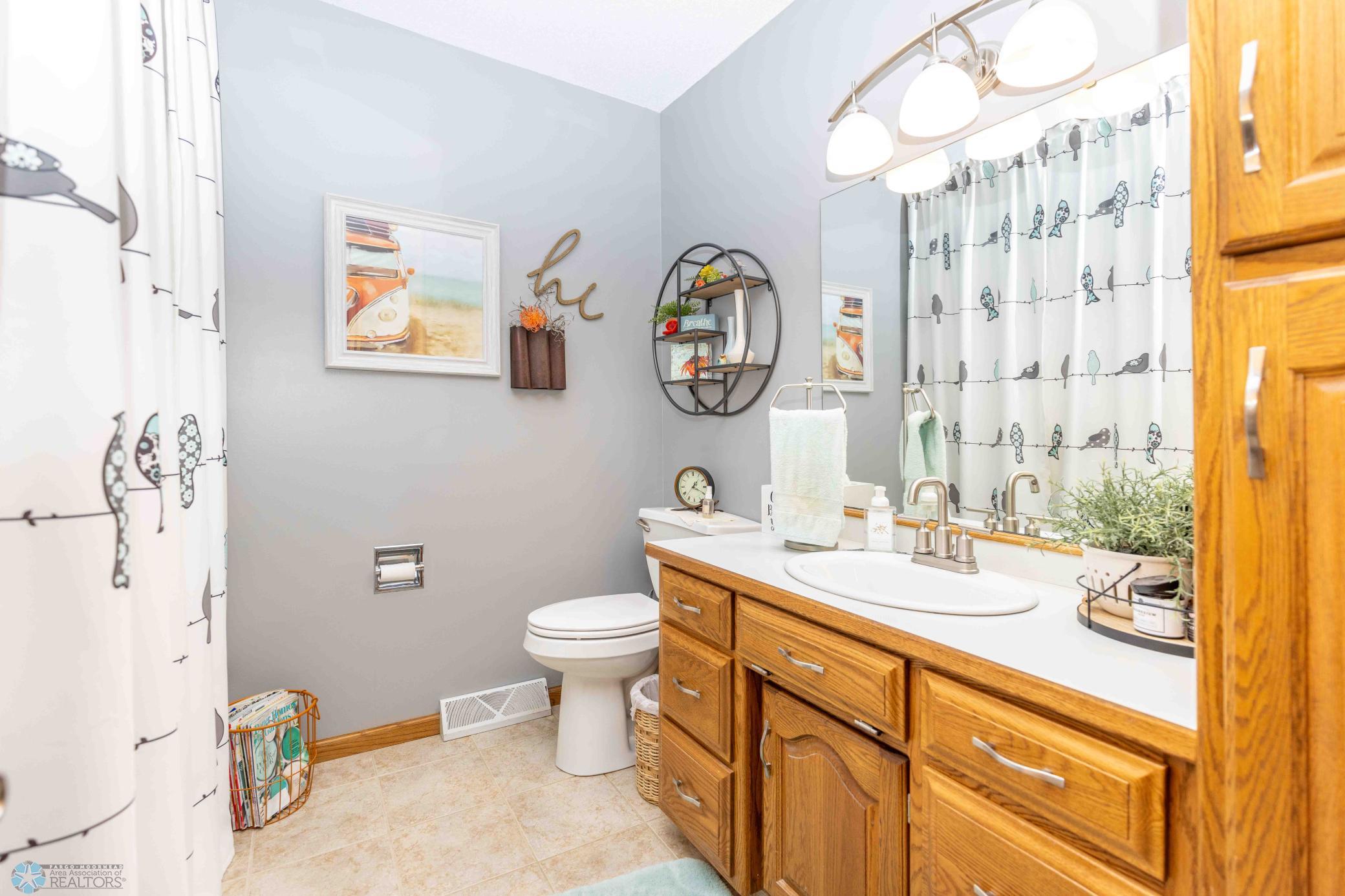Full bathroom in lower level.