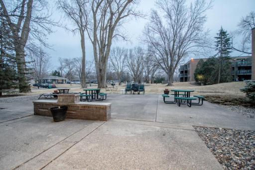 On the property are many patios with tables and grilling areas.