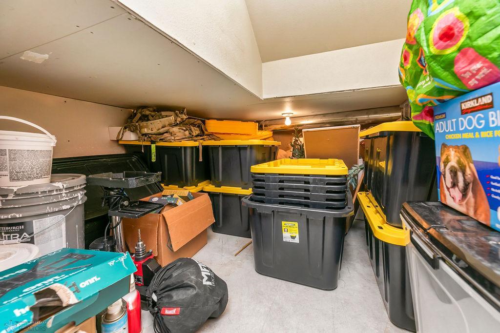 Under-stairs storage in the lower level