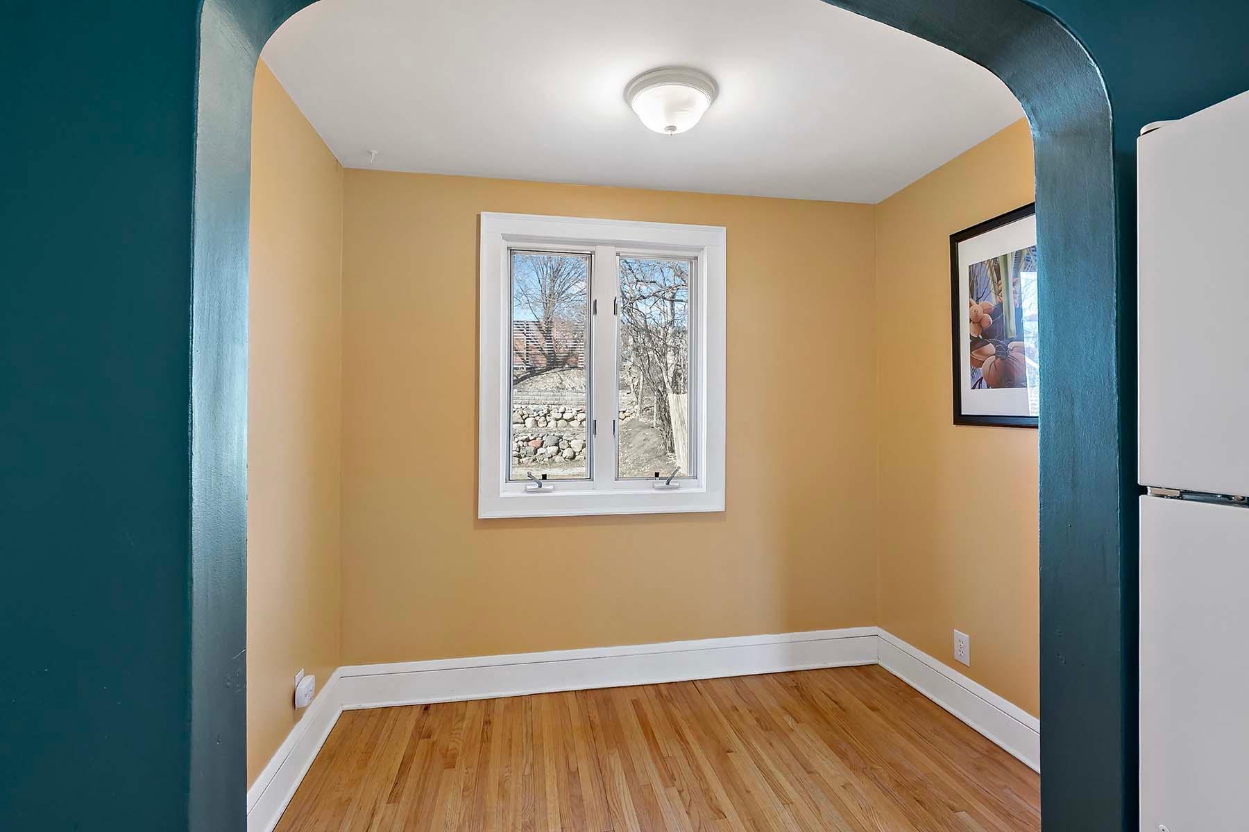 The nook provides a comfortable space for informal dining, homework or morning coffee.