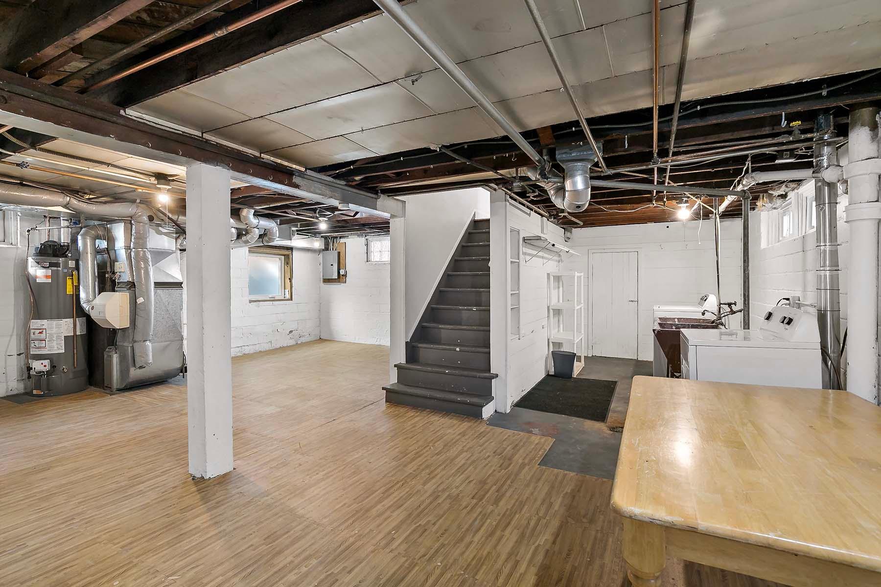 The full, open basement offers a blank slate for your repurposing ideas.