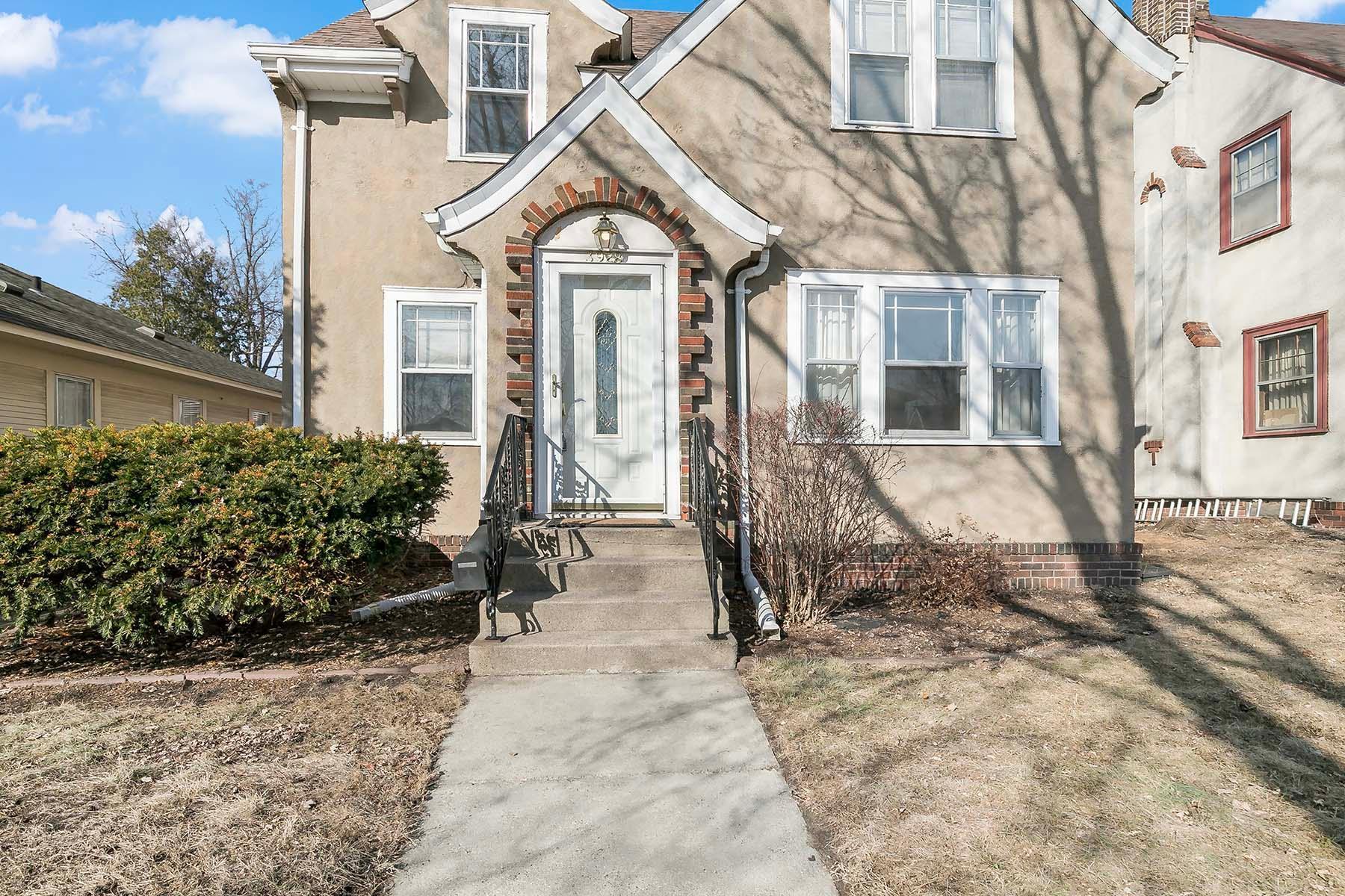 The brickmould trim around the door enhances the curb appeal.
