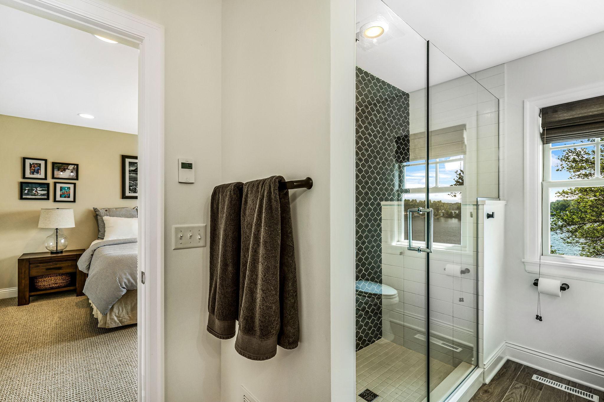 Gorgeous tile in this bathroom shower.